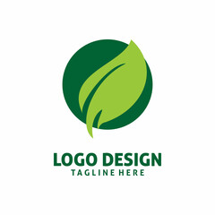 Wall Mural - green circle leaf logo design