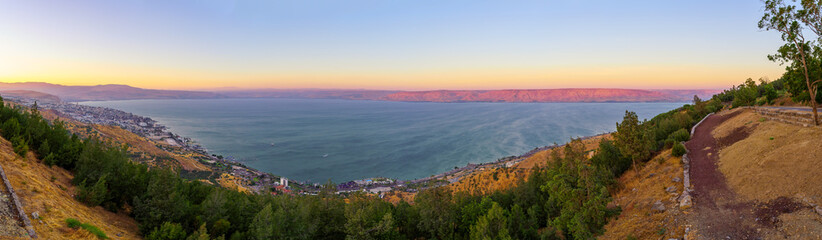 Wall Mural - Panoramic sunset view of the Sea of Galilee