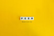 Peer Mentoring Banner. Letter Tiles on Yellow Background. Minimal Aesthetics.