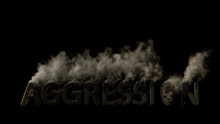 Text Aggression With Skull Smoking On Black Background, Isolated - Object 3D Rendering