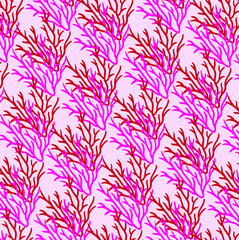  colorful coral graphic marine and sea pink and red vector seamless pattern 