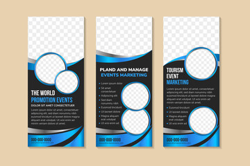 Wall Mural - promotion event marketing roll up banner design template. poster design with space of photo and text
