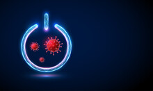 Abstract Red Virus Flying In Blue Power Button