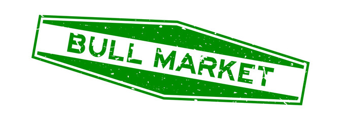 Canvas Print - Grunge green bull market word hexagon rubber seal stamp on white background