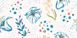 Seamless pattern with watercolor flowers and hand-drawn details. Floral background for the design of textiles, covers, wallpapers, fabric, promotional material and more. Vector illustration