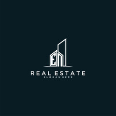 EN initial monogram logo real estate with building style design vector