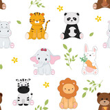 Fototapeta Pokój dzieciecy - Seamless pattern with baby animals