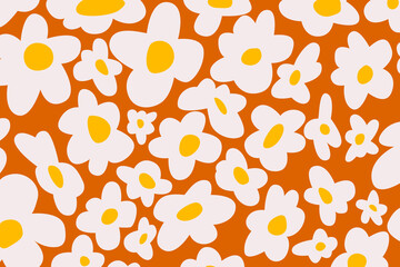 Retro flower hippie texture pattern 70s 80s.