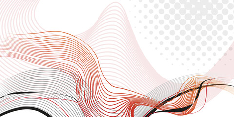 Wall Mural - abstract minimalist red, orange and black wavy flowing lines - gradient background design with copys