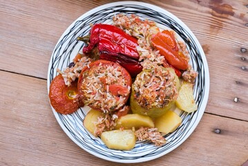 Poster - Gemista,Traditional greek food, stuffed tomatoes and peppers