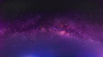 Wall Mural - milky way in the night sky and stars on dark background with noise and grain. photo taken with long 