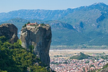 Sticker - Byzantine Christian monasteries built on huge rocks. Trikala, Kalambaka, Meteora Greece