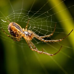 Closeup shot of a spider in the cobweb