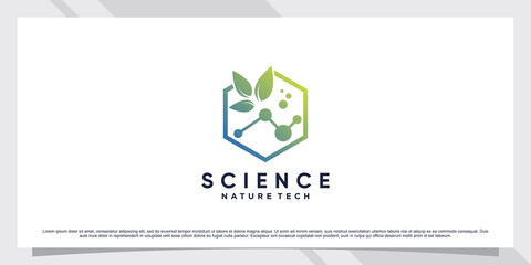 Science molecule logo design for technology with leaf and shape concept