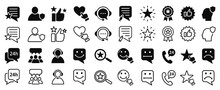 Set Of Feedback Icons. Satisfaction, Testimonials, Rating, Feedback, Question, App. Customer Satisfaction Icons, User Feedback, Help. Vector.