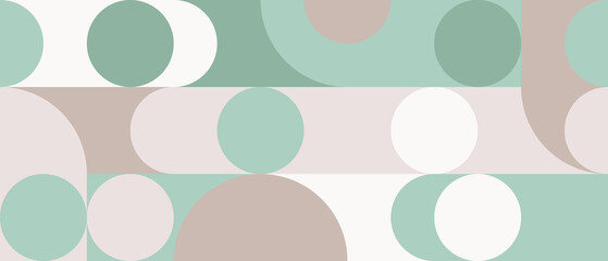 Wall Mural - seamless mosaic with geometric shapes in scandinavian pattern style, pastel background with circles 