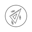 Ruler vector icon drawn in line on a white background. Tool, polygraphy, stationery