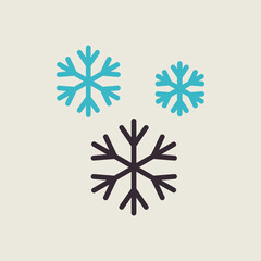 Wall Mural - Snowflakes vector isolated flat icon. Weather sign