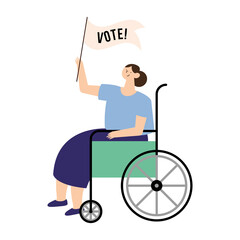 Wall Mural - female voter in wheelchair