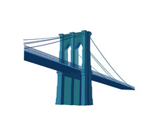 Brooklyn Bridge In New York, USA. Vector Illustration.