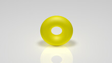 3d Rendering, A Yellow Torus On A White Background