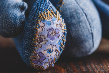 details of handmade bear toy