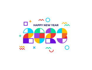 Canvas Print - Celebrate Happy New Year 2023 Greeting banner logo illustration, Creative and Colorful 2023 new year vector