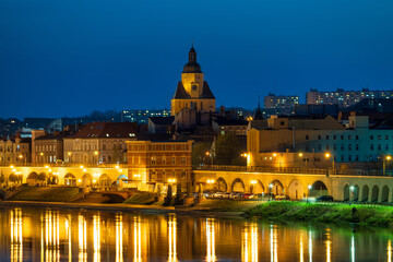 Sticker -  St. Mary's Cathedral in Gorzow Wielkopolski, Poland at twilight