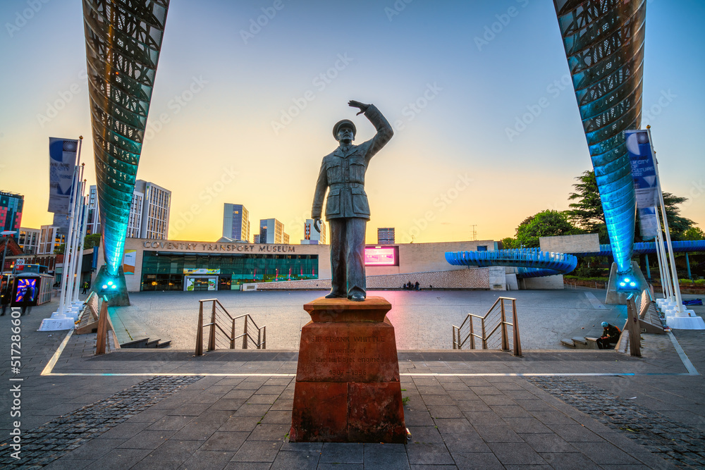Coventry,England-June 1st, 2022: Sir Frank Whittle statue under the ...