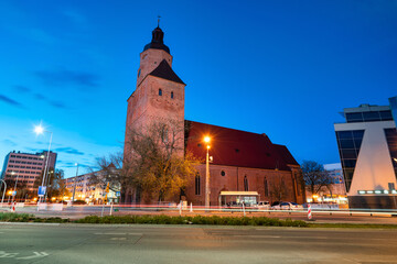 Sticker - St. Mary's Cathedral at night in Gorzow Wielkopolski, Poland