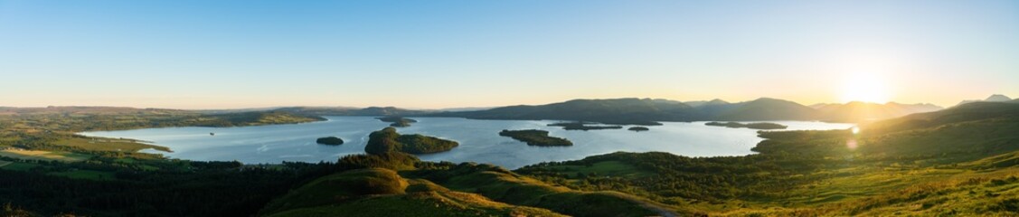 Sticker - Loch Lomond panorama at sunset in Scotland 