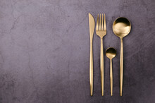 Clean Golden Metal Cutlery