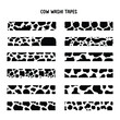 © bbeer - Set of vector black cow print pattern animal seamless washi tapes. Cow skin abstract of bullet journal stickers, planner, scrapbook stickers design.