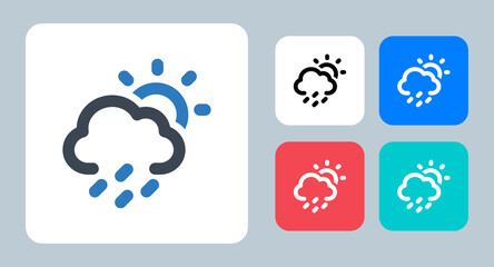 rainy day icon - vector illustration . rainy, day, rain, cloud, precipitation, sun, weather, forecas