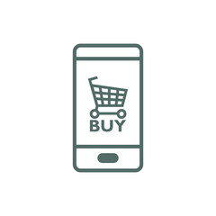 Wall Mural - Smartphone and shopping cart logo. Online shopping icon isolated on white background