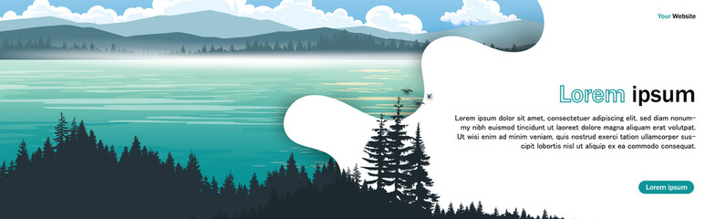 website banner of mountain landscape of poster design landscape background design template Design images, flyers, posters, advertisements, flat designs, presentations.