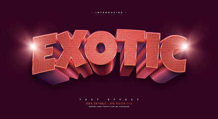 3d pink exotic text effect. editable exotic text style with texture effect