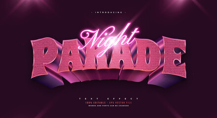 Wall Mural - night parade text style with glowing neon and 3d effect