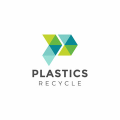 Wall Mural - Plastic Recycle logo design. Modern Colorful Letter P symbol. Geometric Low Poly Vector. Abstract etter P logo for Recycle Company