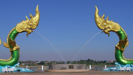 Wall Mural - Statue of Naga, a landmark of Nong Khai Province, Thailand