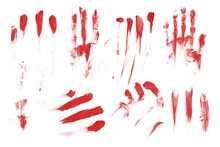 Human Bloody Hand Print. Crime Clip Art On White