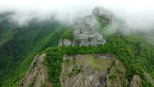 Clouds Over Beautiful Summer Mountains Green Forest, Magical Natural Morning Fog Nature Landscape 4k