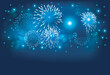 Firework on Blue background for  Christmas and Happy New Year celebration
