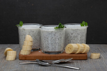 Wall Mural - Smoothies with fruits and chia seeds