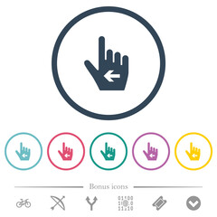 Poster - Hand cursor left solid flat color icons in round outlines