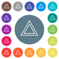 Sticker - Traffic emergency triangle flat white icons on round color backgrounds