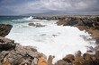 Kamienisty brzeg oceanu za Cascais w Portugalii