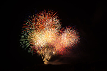 Biarritz Firework Celebration of Bastille Day 2022. Basque Country of France.