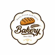 Retro Bakery Logo Design Bake And Cake Pastry Simple Homemade Badge Template