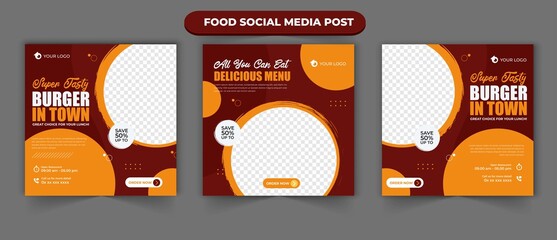 Wall Mural - delicious food menu for restaurant needs banner social media post with editable photo template